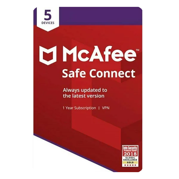McAfee Safe Connect VPN 5 Device 1 Year Global